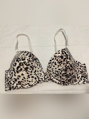 Parisian Intimates Beige and Black Leopard-Print Push-Up Bra 36B